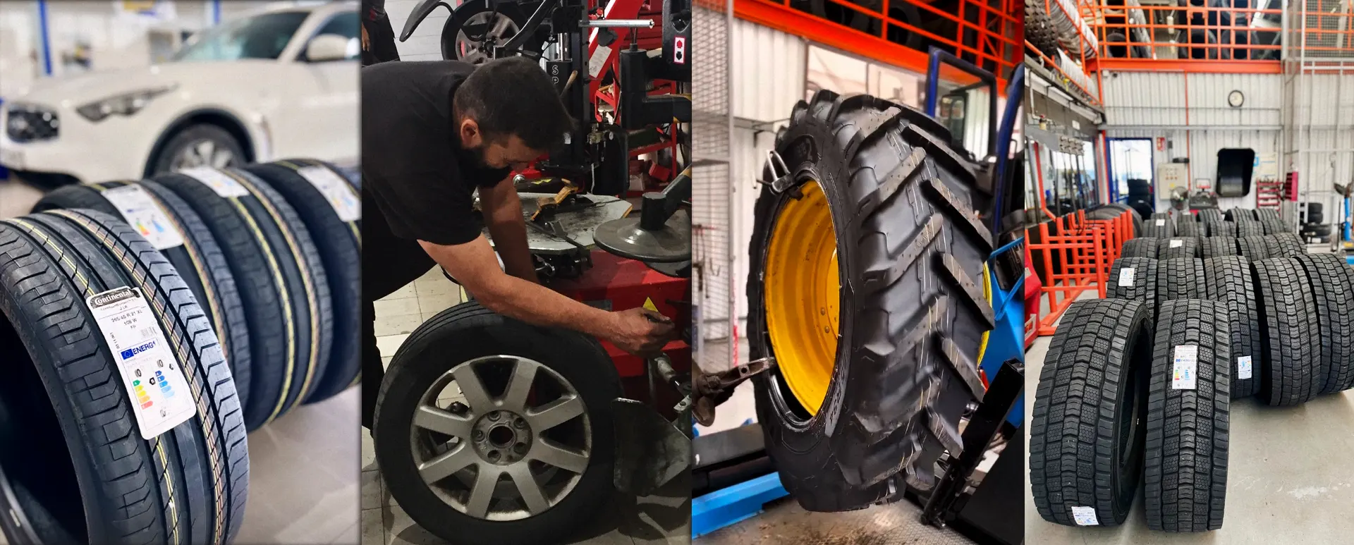 collage de imágenes de Multirueda referentes al servicio de cambio de neumáticos